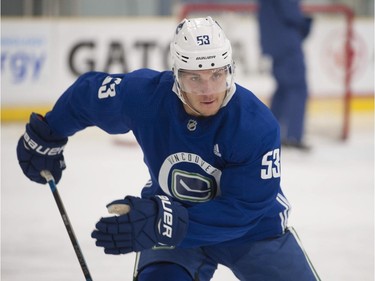 Bo Horvat at Vancouver Canucks 2018 training camp at the Meadow Park Sports Centre in Whistler, B.C. Friday, September 14, 2018.