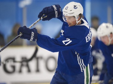 Loui Eriksson at Vancouver Canucks 2018 training camp at the Meadow Park Sports Centre in Whistler, BC Saturday, September 15, 2018.