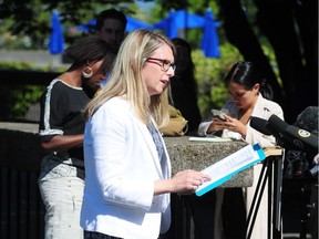 Kathryn Holm, chief licence inspector, gives an enforcement update on the new short-term rental regulations at City Hall in Vancouver, BC., September 5, 2018.