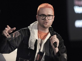 Christopher Wylie, a social researcher and data scientist from Victoria, holds a 'fireside chat' at Cambridge House's Extraordinary Future conference, in Vancouver, BC., September 19, 2018.