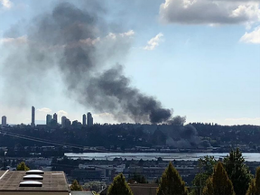 Industrial fire in #Surrey, visible from #Coquitlam, wrote Coquitlam Mayor Richard Stewart along with this photo on Instagram.