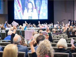Delegates vote during a resolution session at the Union of B.C. Municipalities annual conference in Whistler.