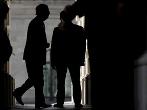 Senate Majority Leader Mitch McConnell returns to the U.S. Capitolon October 3, 2018 in Washington, DC.