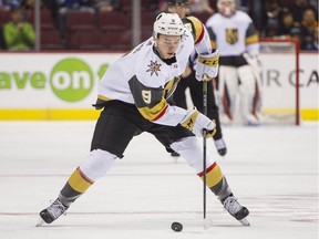 Cody Glass skates with the Vegas Golden Knights during pre-season action.