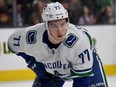 Vancouver Canucks v Vegas Golden Knights LAS VEGAS, NV - MARCH 20: Nikolay Goldobin #77 of the Vancouver Canucks waits for a faceoff in the first period of a game against the Vegas Golden Knights at T-Mobile Arena on March 20, 2018 in Las Vegas, Nevada. The Golden Knights won 4-1.