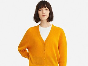 Wool v-neck cardigan, $59.90 at Uniqlo, uniqlo.ca.