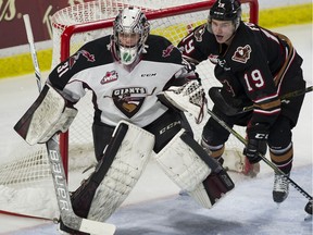 Giants goalie Trent Miner made 28 stops in Vancouver’s most recent triumph, a 3-1 win over the Kelowna Rockets at the Langley Events Centre on Sunday.