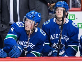 Without Brock Boeser (left) and Elias Pettersson, the Canucks’ power play just isn’t the same.