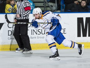 Thunderbirds defenceman Josh Connolly in action against the University of Lethbridge Pronghorns at Doug Mitchell Arena.