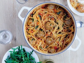 There's no pasta draining or sauce making required for One-Pot Meatballs in Tomato Sauce, which cooks in a single pan in less than 30 minutes.