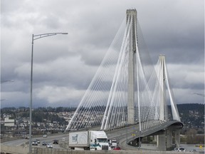 All lanes on the Port Mann Bridge are closed Tuesday morning due to a semi-truck fire.