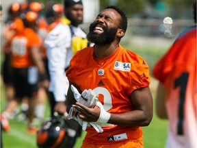 Kick returner Chris Rainey is all smiles after being re-signed by the Lions in free agency this week, after leaving the team last year for Toronto.