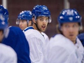 Brandon Sutter during Canucks practice at Rogers Arena in Vancouver on Oct. 2, 2018.