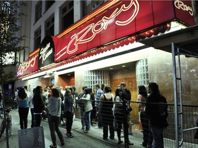 Patrons line up to be admitted to the Roxy in the entertainment district along Granville Street in 2011.
