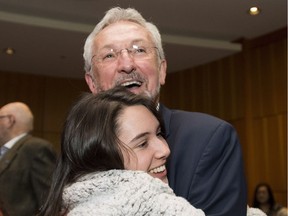 B.C. NDP MLA Leonard Krog celebrates his win as mayor for Nanaimo after the municipal election in the city on Oct. 20.