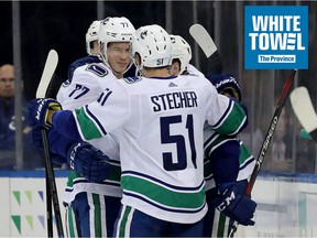 The Canucks return a little wounded from their road trip but the season's first quarter has still been a success