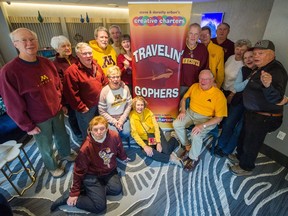 University of Minnesota Golden Gophers gather for a group shot in Vancouver, BC, Nov. 20, 2018.