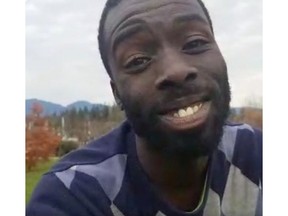 This is a screen shot of Toronto activist Desmond Cole from a video he made posted on social media Tuesday. Cole claims he was carded for no justifiable reason by the VPD while visiting Vancouver. [PNG Merlin Archive]