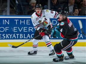 Cody Glass (left) put up 102 points, including 37 goals, in 64 regular season games for the WHL’s Portland Winterhawks last season.