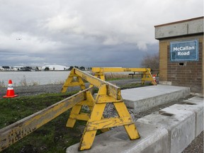 The McCallan pump station on the Richmond dike is part of a maintenance project.