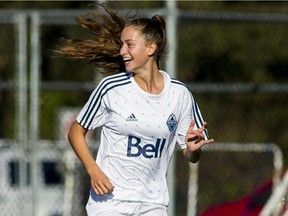 Jordyn Huitema, 16, of Chilliwack became the first player to ever score goals for Canada's under-17, under-20 and senior national teams in October when she scored twice against Costa Rica in her fourth appearance with the senior team.