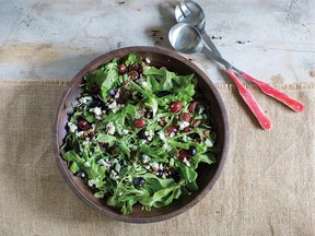 Oak leaf salad with toasted buckwheat kasha, grapes and blue cheese from Set for the Holidays with Anna Olson.