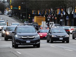 Intersection at Kingsway Ave and Glen Dr near where Vancouver Police are investigating a fatal hit-and-run collision that has claimed the life of a pedestrian.