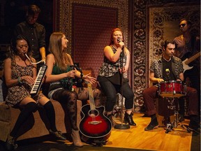 From left, Kimmy Choi, Benjamin Millman, Adriana Ravalli, Samantha Bourque, David Z. Cohen and Scott Perrie star in the Circle Game: Reimagining the Music of Joni Mitchell, at the Firehall, Jan. 12-Feb. 9.