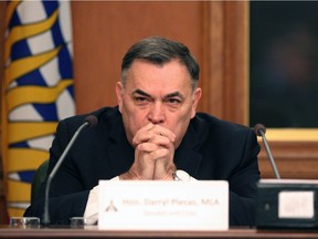 House Speaker Darryl Plecas looks on during a legislative assembly management committee meeting at the legislature in Victoria on Jan. 21.