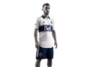 Russell Teibert of the Vancouver Whitecaps fashions the Major League Soccer team's new kit revealed this morning. It will go on sale to the public in early February.