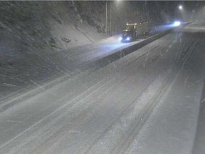 Screen grab from DriveBC traffic cam showing Coquihalla Summit on evening of Dec. 3, 2016.