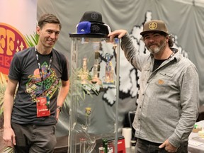 Wes Kuitenbrouwer (left) and Moss Tomlinson of Puff are keeping busy selling bongs, pipes, grinders and high-tech gadgets.