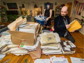 Amy and husband Peter New with their stuff at their home in Vancouver on Jan. 15. Amy and Peter were among the many people across North America who began the process of decluttering and tidying up after watching Tidying Up with Marie Kondo, which debuted on Netflix on Jan. 1. The couple has hauled five bags of items that no longer 'spark joy' to their local thrift shop.