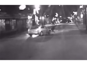 A screen shot of the video taken on Dec. 29, 2018, showing a woman being struck by a hit and run driver in New Westminster.