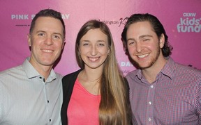 PINK SHIRT DAY: Texas Ranger’s Aaron Myette, Canadian national women’s volleyball player Jen Cook and Toronto Blue Jays Brayden Bouchey lent their support to the Pink Shirt Day campaign.
