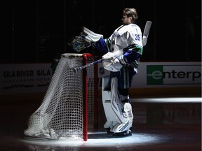 Thatcher Demko gets set before the start of the game.