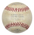 The baseball that outfielder Jose Bautista hit in the seventh inning of the Toronto Blue Jays wild win over the Texas Rangers in the 2015 American League Division Series, is shown in a handout photo. CANADIAN PRESS/HO-Lelands.com