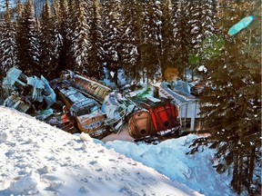 A train CP train derailment that killed 3 was photographed on Monday February 4, 2019.