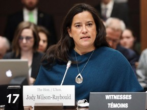 Liberal MP and former Canadian justice minister Jody Wilson-Raybould testifies before the House of Commons justice committee on Parliament Hill in Ottawa on Wednesday.