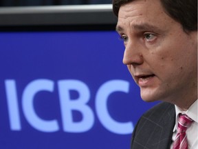 B.C. Attorney General David Eby talks about changes to ICBC during a news conference in Victoria.