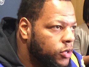 Los Angeles Rams Ndamukong Suh speaks to the media on Friday in Atlanta. (Don Brennan/Postmedia Network)