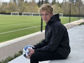 A month away from turning 17, Simon Colyn of Langley is looking like he belongs with the Vancouver Whitecaps. In the few training sessions at UBC that weren’t snowed out, he has flashed the ball skills that made him an impact player for the residency squads.
