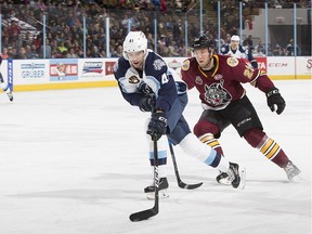 Emil Pettersson, brother of Canucks star Elias Pettersson, in action for the Milwaukee Admirals of the American Hockey League.