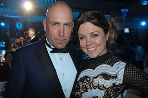 Presenting sponsor David McFarlane of EllisDon escorted his wife, gala committee member AnnaLisa McFarlane, to the James Bond bash in Surrey. Photo courtesy of Fred Lee.