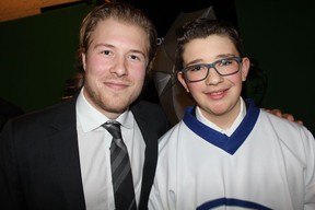 Surrey Stingrays Mitchell Bryant got to meet his favourite Canuck Brock Boeser at the Canucks for Kids Fund benefit.