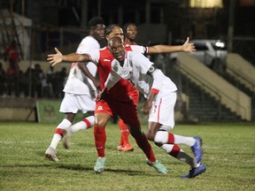 Atiba Hutchinson drives to the goal during a Concacaf Nations League Qualifying against St. Kitts and Nevis in Basseterre, SKN, last November.