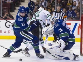 Jacob Markstrom rode a shutout into the third period then stood on his head in the shootout to lift the Canucks to a 3-2 win Saturday night at Rogers Arena.