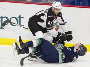 Alex Kannok Leipert and his Vancouver Giants hope they can knock over the Seattle Thunderbirds on Friday at Langley Events Centre. The WHL teams are tied 2-2 in their first-round, best-of-seven playoff series.