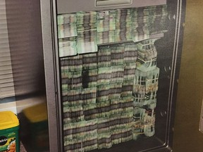 Bundles of $20 bills seized in October 2015 as part of RCMP E-Pirate investigation into alleged money laundering in Richmond.