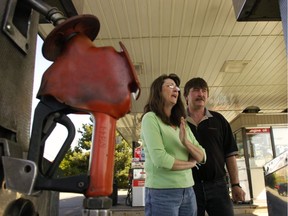 Corinne De Patie speaks to the media at a Surrey gas station on May 9, 2006.